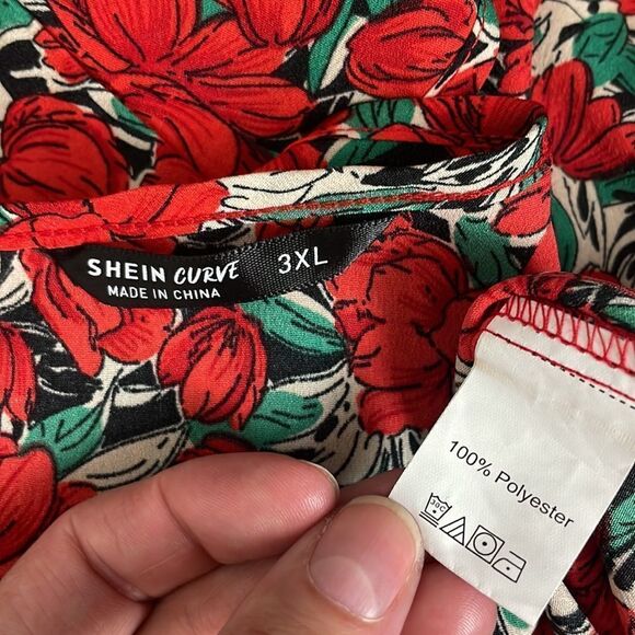 SHEIN Curve 3XL Tulip Printed Hi-Lo Babydoll Top - Picture 11 of 16